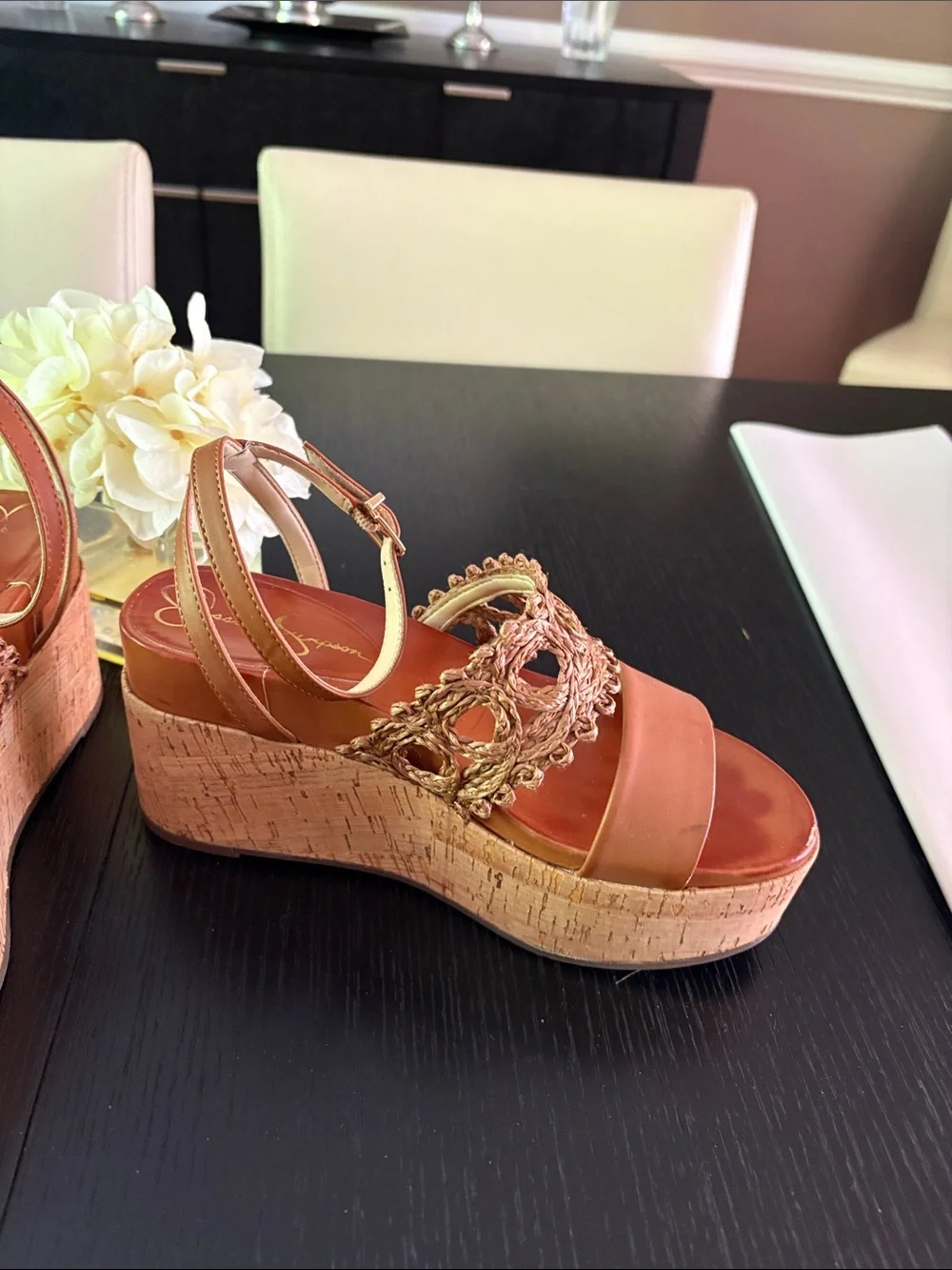Jessica Simpson- Platform Wedge Sandals in Tan Brown- Women